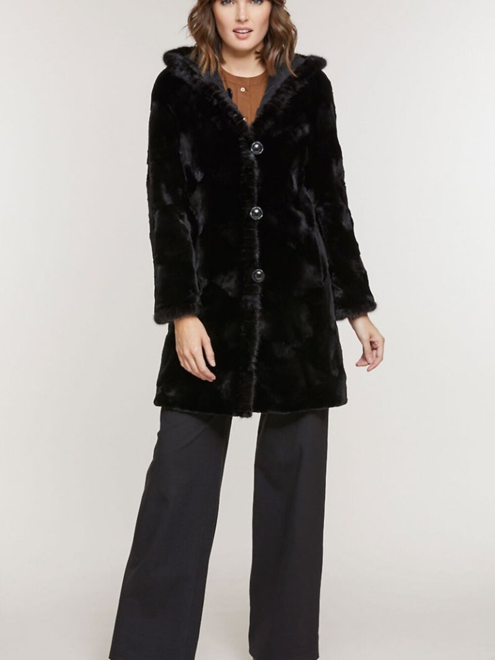 Overland, Betsy Reversible Hooded Mink Fur Coat, See Measurement Pics for Size